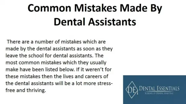 Common Mistakes Made By Dental Assistants