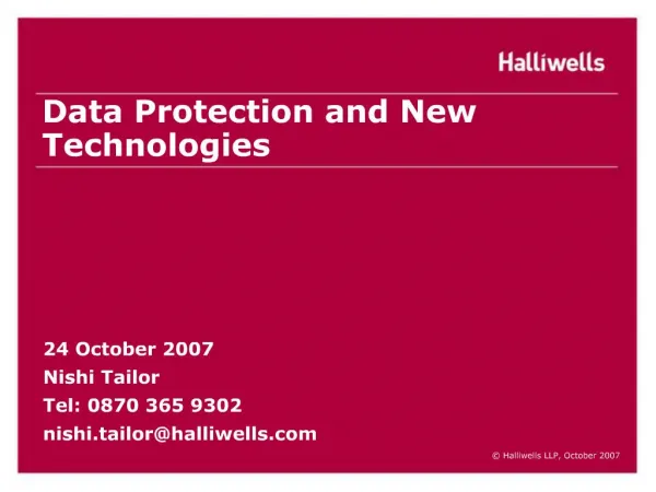 Data Protection and New Technologies