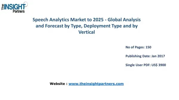 Research Analysis on Speech Analytics Market 2016-2025 |The Insight Partners