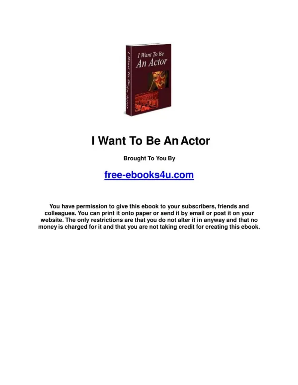 I want to be an actor