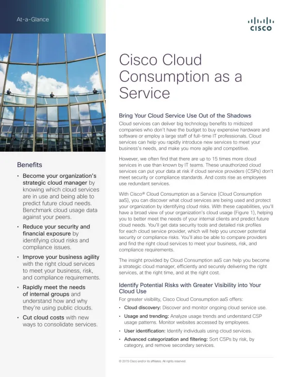 Cisco Cloud Consumption as a Service