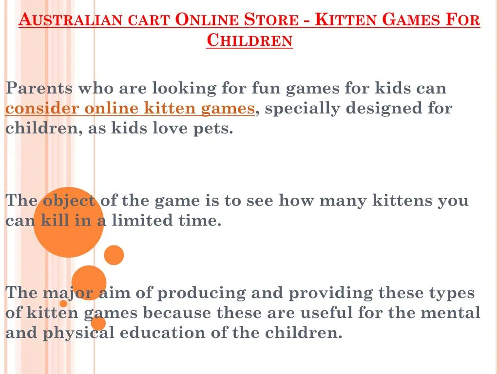 australian cart online store kitten games for children