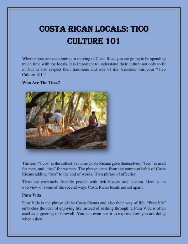 Costa Rican Locals: Tico Culture 101