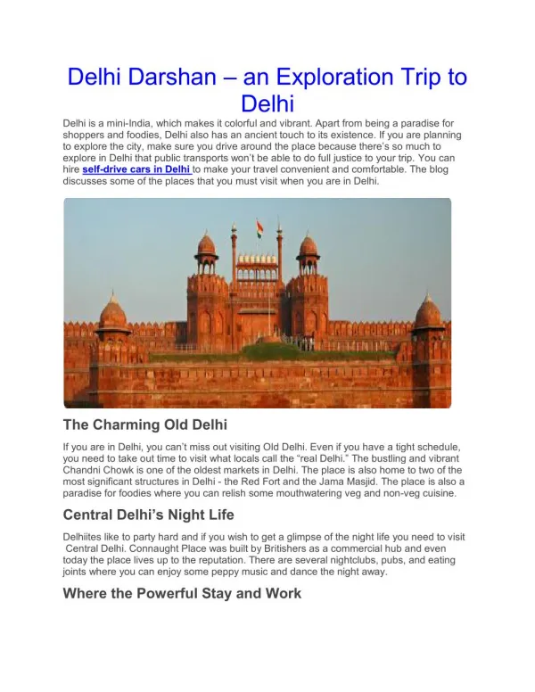 Delhi Darshan – an Exploration Trip to Delhi
