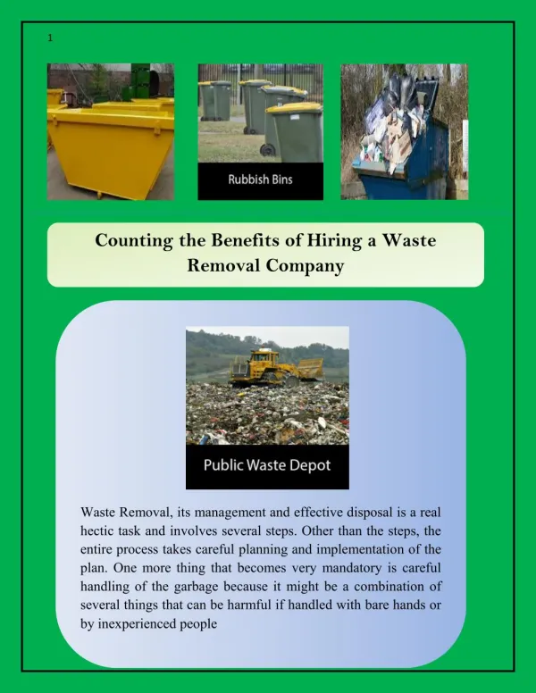 Counting the Benefits of Hiring a Waste Removal Company