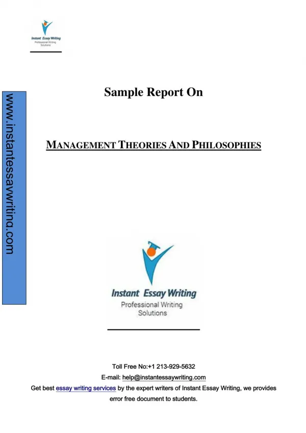 Sample Report on Management theories and Philosophies by Experts