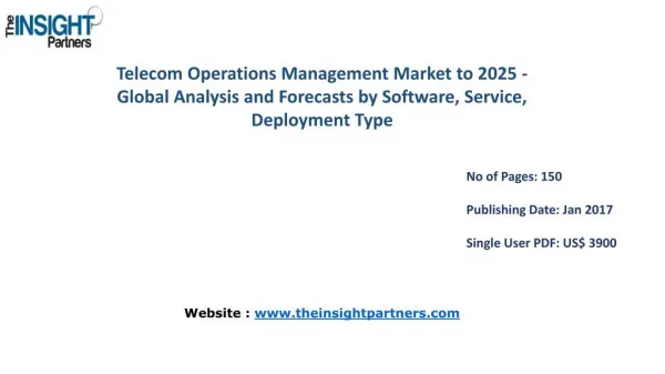 Telecom Operations Management Market to 2025 Forecast & Future Industry Trends |The Insight Partners