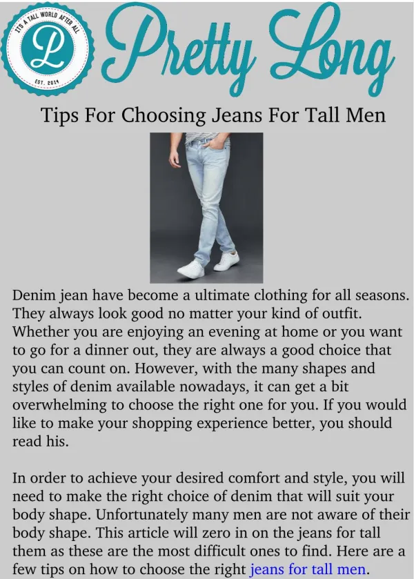 Tips For Choosing Jeans For Tall Men