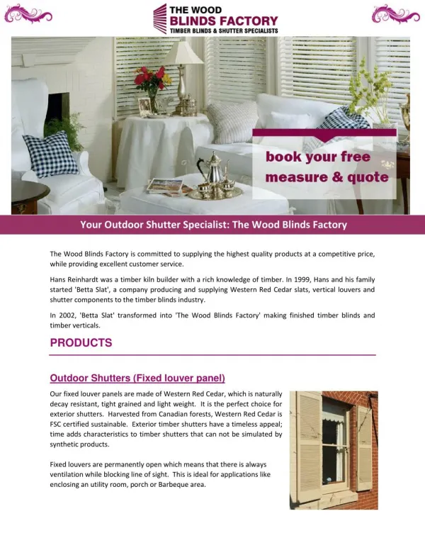 Your Outdoor Shutter Specialist: The Wood Blinds Factory