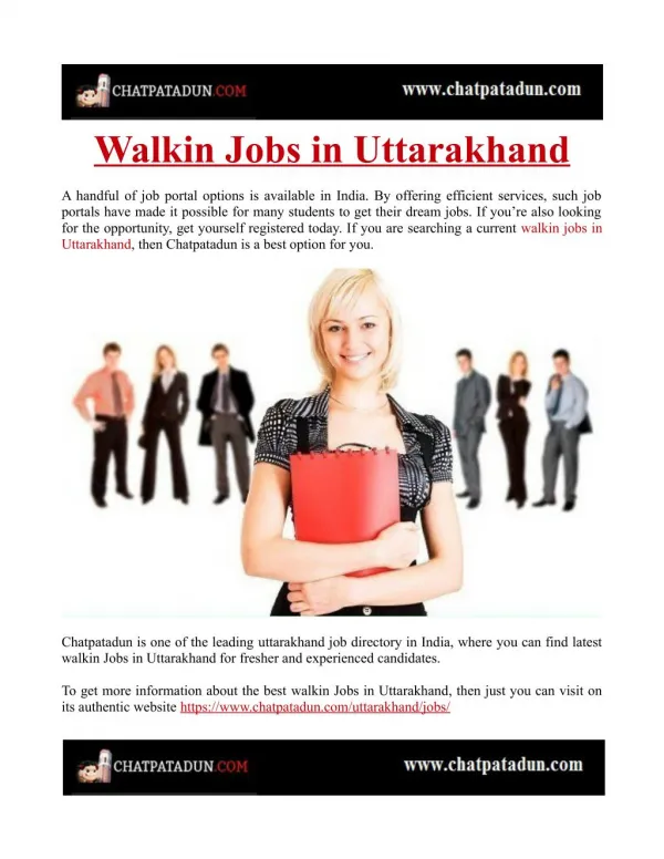 Walkin Jobs in Uttarakhand