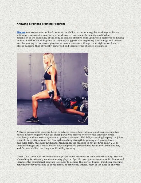 Knowing a Fitness Training Program