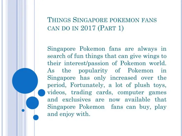 Things Singapore pokemon fans can do in 2017 (Part 1)
