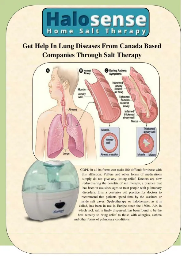Get Help In Lung Diseases From Canada Based Companies Through Salt Therapy