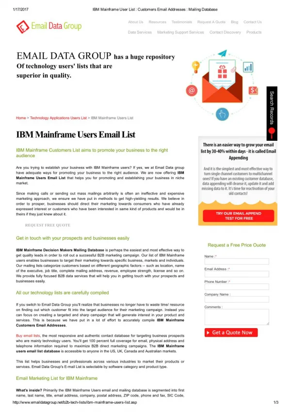 List of Email Addresses of IBM Mainframe