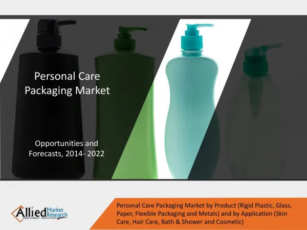 Personal Care Packaging Market Expected to Reach $39,585 Million, Globally, by 2022