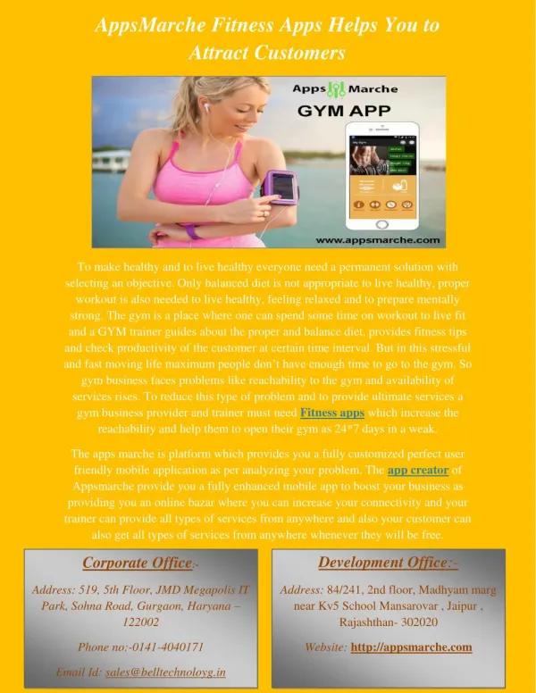 AppsMarche Fitness Apps Helps You to Attract Customers