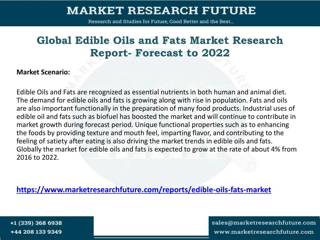 global edible oils and fats market research report forecast to 2022