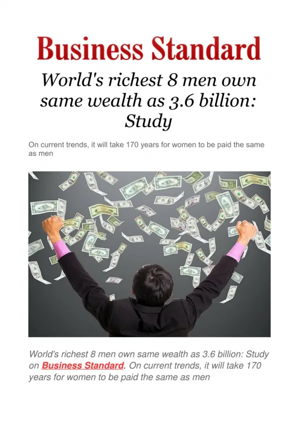 World's richest 8 men own same wealth as 3.6 billion: Study