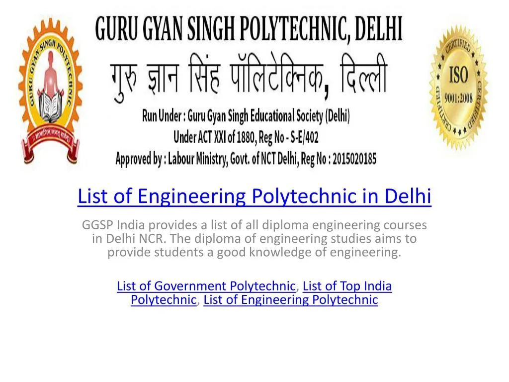 list of engineering polytechnic in delhi