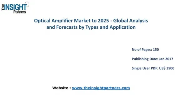 Optical Amplifier Market to 2025-Industry Analysis, Applications, Opportunities and Trends |The Insight Partners