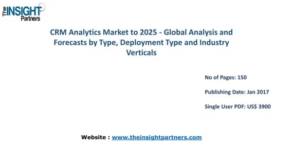 Comprehensive Information & Analysis Report on CRM Analytics Market - 2016 to 2025 |The Insight Partners