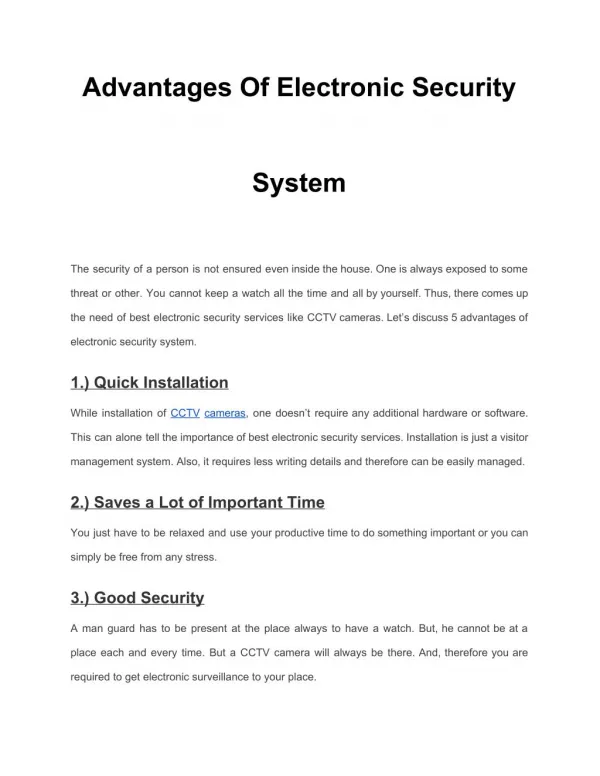 Advantages Of Electronic Security System