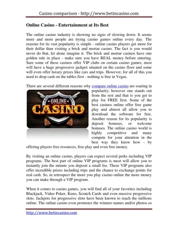 compare online casino