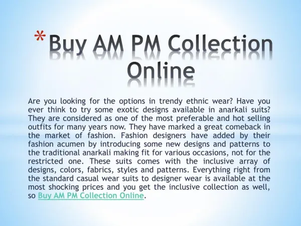 Buy AM PM Collection Online