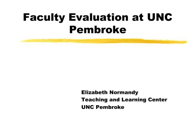 Faculty Evaluation at UNC Pembroke