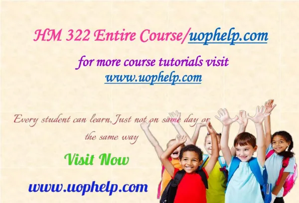 HM 322 Experience Tradition/uophelp.com