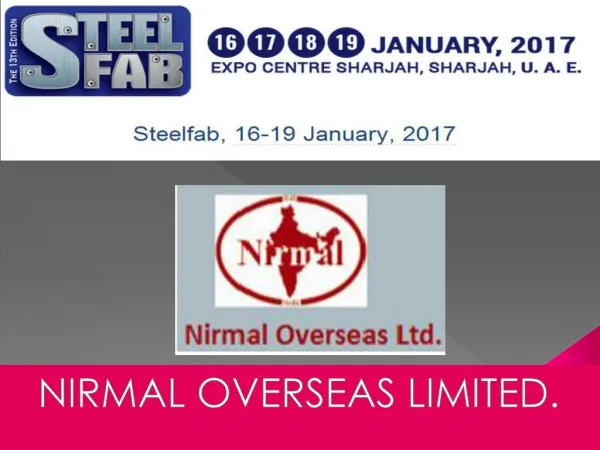 Sharjah Exhibition of Tube Mill from Nirmal Overseas Limited