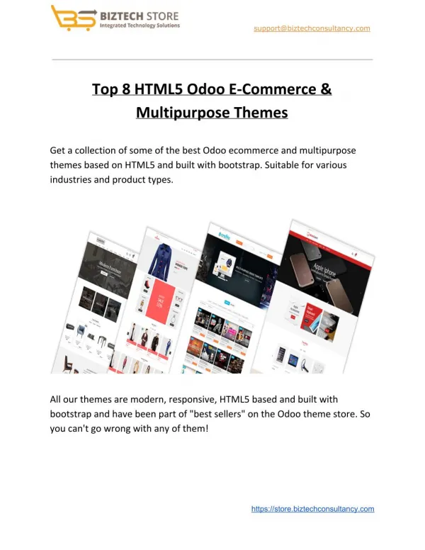 Top 8 HTML5 Odoo E-Commerce & Multipurpose Themes