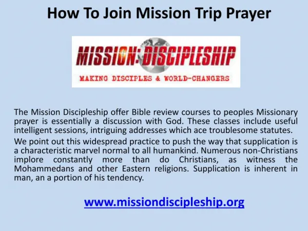 How to join mission trip prayer