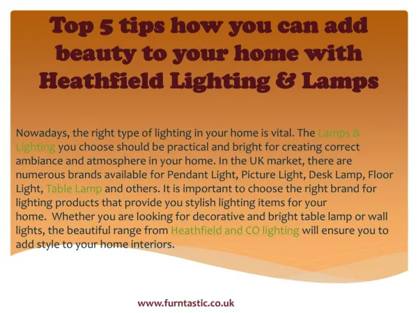 Top 5 tips how you can add beauty to your home with Heathfield Lighting & Lamps