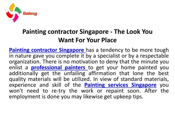 Painting contractor singapore the look you want for your place