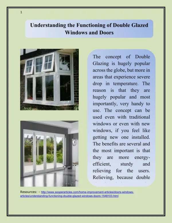 Understanding the Functioning of Double Glazed Windows and Doors