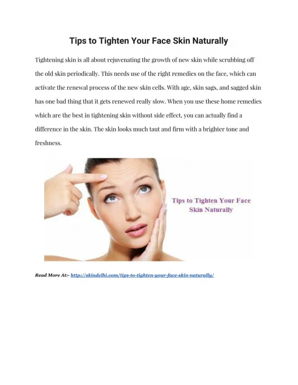 Tips to Tighten Your Face Skin Naturally
