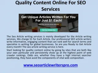 Quality content online for SEO services