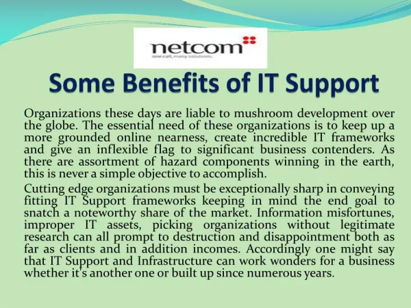 Some Benefits of IT Support