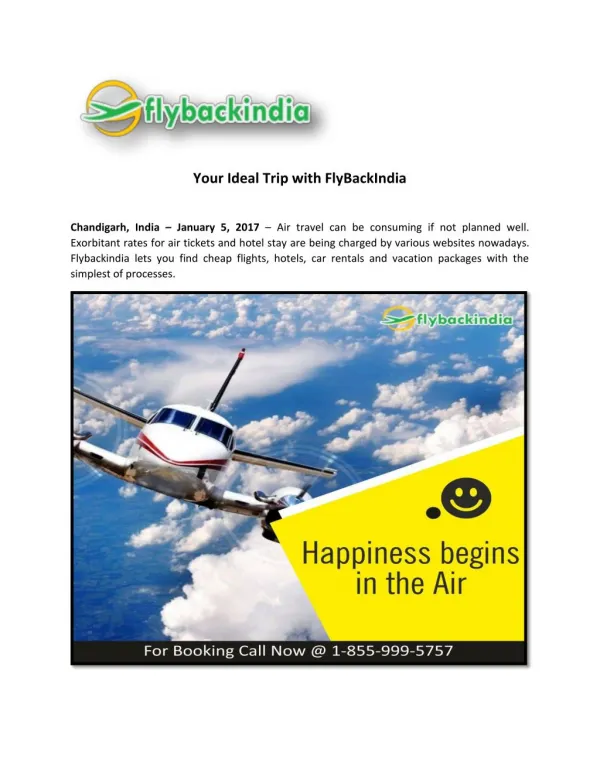 Your ideal trip with Fly Back India