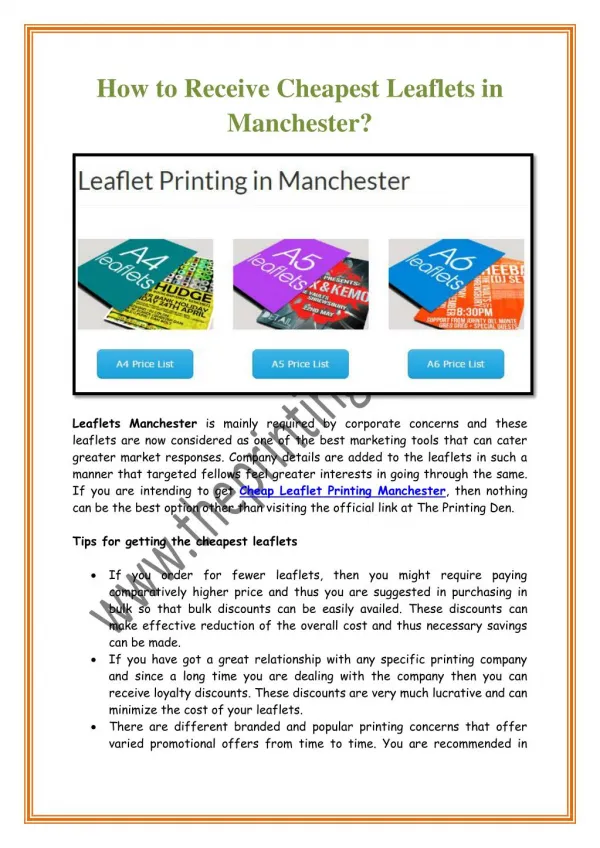 How to Receive Cheapest Leaflets in Manchester?