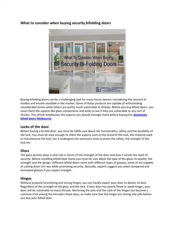 What to consider when buying security bifolding doors