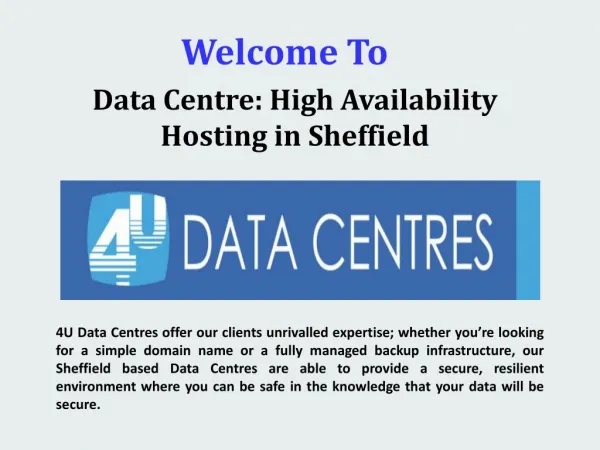 Data Centre: High Availability Hosting in Sheffield