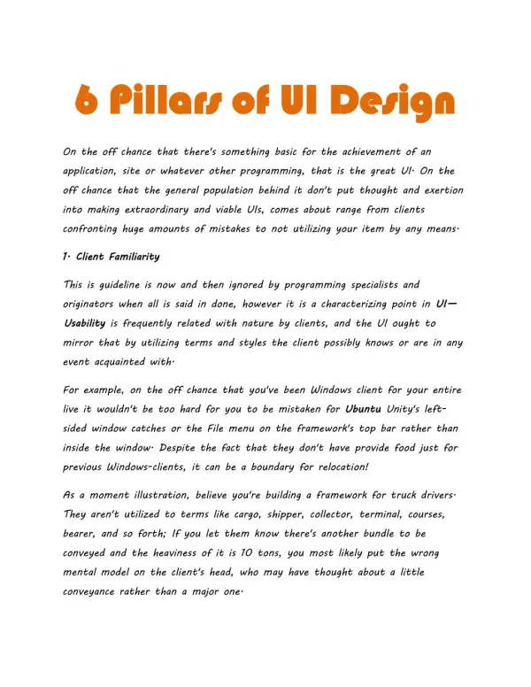6 Pillars of UI Design