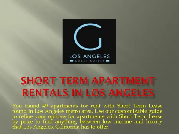Short Term Apartment Rentals in Los Angeles