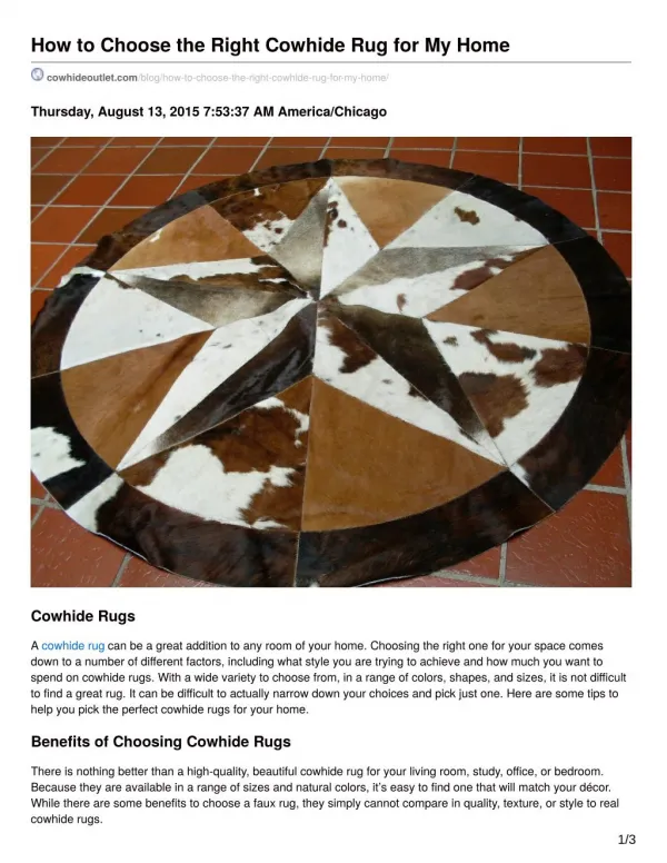 How to Choose the Right Cowhide Rug for My Home
