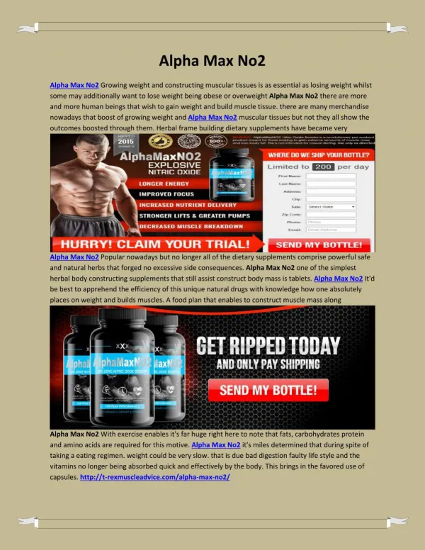 Alpha Max No2 For thousands of lean more youthful