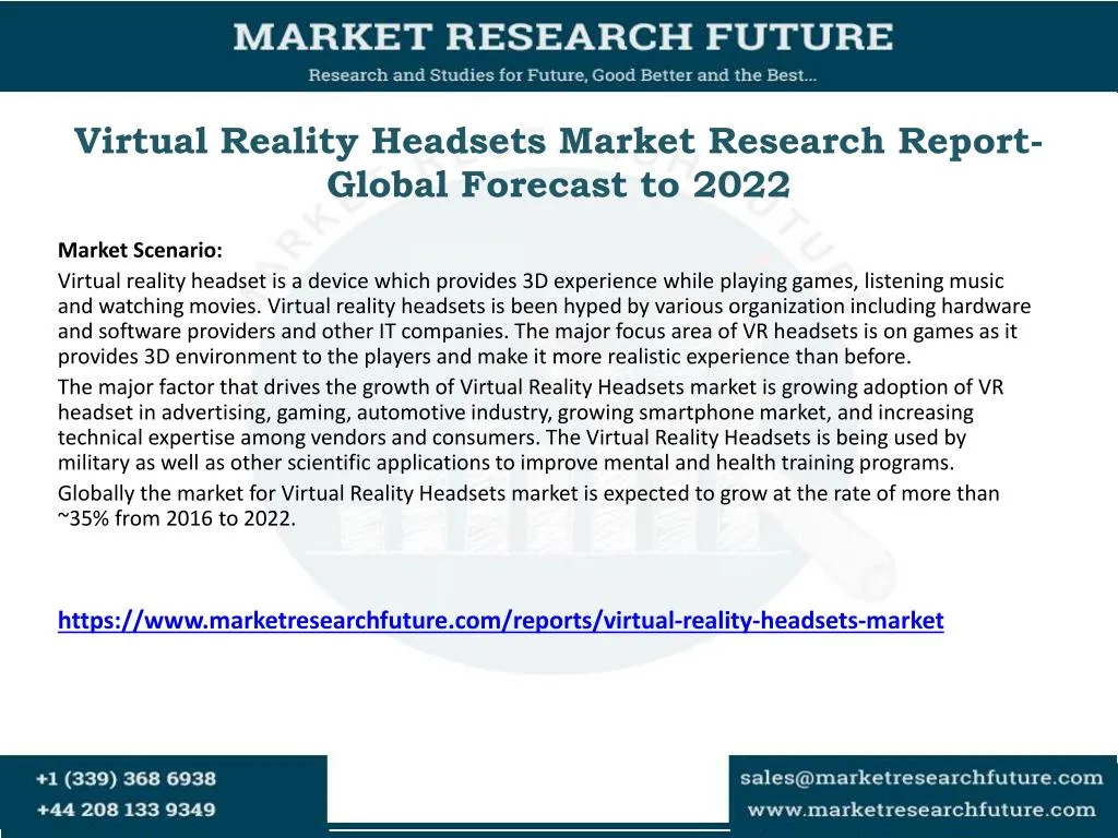 virtual reality headsets market research report global forecast to 2022