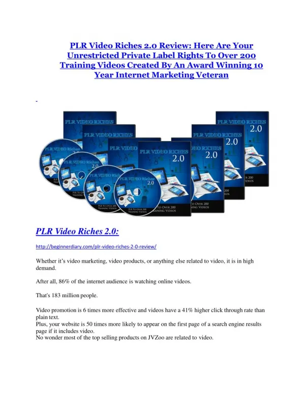 PLR Video Riches 2.0 Review & GIANT bonus packs
