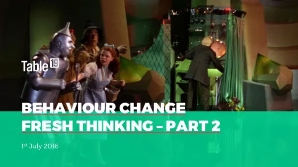 Behaviour change- fresh thinking